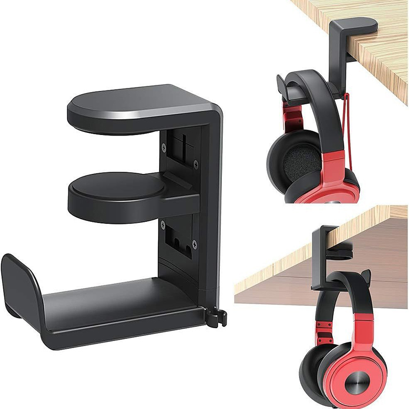 Headphone Hook Under - ขาตั้งหูฟังสำหรับเล่นเกมบนพีซี ที่แขวนหูฟังพร้อมตัวปรับหมุนได้ 360 องศา ° ขาตั้งโต๊ะแบบหมุนได้พร้อมที่เกี่ยวหูฟัง