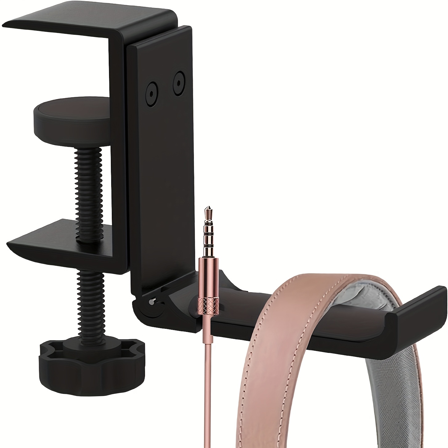 Headphone Hook Under - ที่แขวนหูฟังแบบพับได้ทำจากอะลูมิเนียมทั้งหมดสำหรับติดใต้โต๊ะ, ตะขอหนีบแบบล็อคสำหรับหูฟัง, กระเป๋าเป้, กระเป๋าโต๊ะ, อุปกรณ์เกมมิ่ง