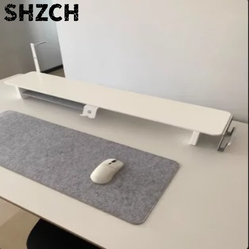 Setup Desk Monitor - ‌ ZORKMOU Z3 ขาตั้งจอแบบโมดูลาร์ - ชั้นวางของบนโต๊ะสีขาวตามหลักสรีรศาสตร์พร้อมที่จัดเก็บ