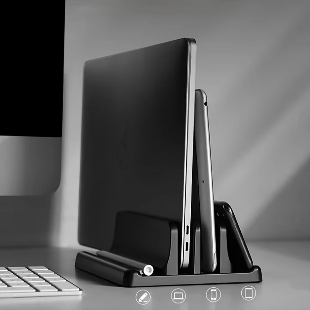 Vertical Laptop Stand - ขาตั้งแล็ปท็อป, ชั้นวางแนวตั้งเหมาะสำหรับ Macbook, iPad, แท็บเล็ต, ฐานวางเดสก์ท็อป