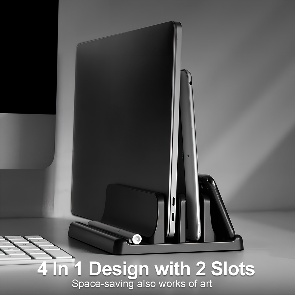 Vertical Laptop Stand - ขาตั้งแล็ปท็อป 4in1 ปรับระดับความกว้างได้ ประหยัดพื้นที่ ใช้ได้กับโน้ตบุ๊ก แท็บเล็ต