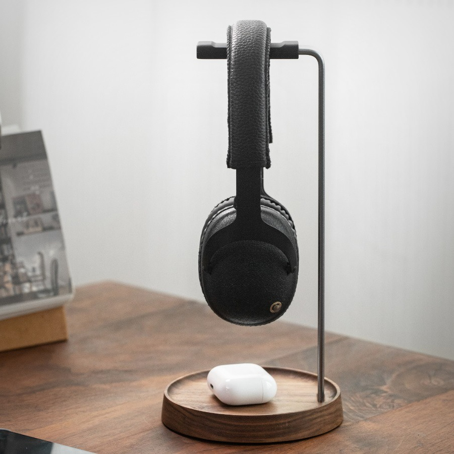 Headphone Hook Under - ที่วางหูฟังไม้, ที่วางหูฟังไม้เนื้อแข็งวอลนัทสีดำ, แท่นวางโชว์, ที่แขวนหูฟังดีไซน์สร้างสรรค์ระดับไฮเอนด์