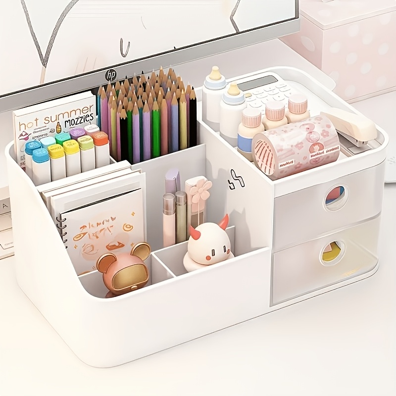 Desk Setup Essentials - ที่จัดระเบียบบนโต๊ะทำงาน, ที่ใส่ปากกาขนาดใหญ่, ของใช้จำเป็นสำหรับจัดเก็บในบ้าน, ที่จัดระเบียบสำหรับโต๊ะทำงานและลิ้นชัก, ประหยัดพื้นที่