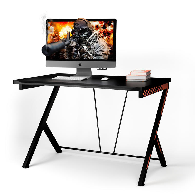 Desk Setup Small - โต๊ะคอมพิวเตอร์ตามหลักสรีรศาสตร์ที่ทันสมัย ​​ท็อปโต๊ะทำจาก MDF พร้อมโครงโลหะ ดีไซน์กะทัดรัดสำหรับโฮมออฟฟิศขนาดเล็กและการตั้งค่าสำหรับเล่นเกม ประกอบง่าย