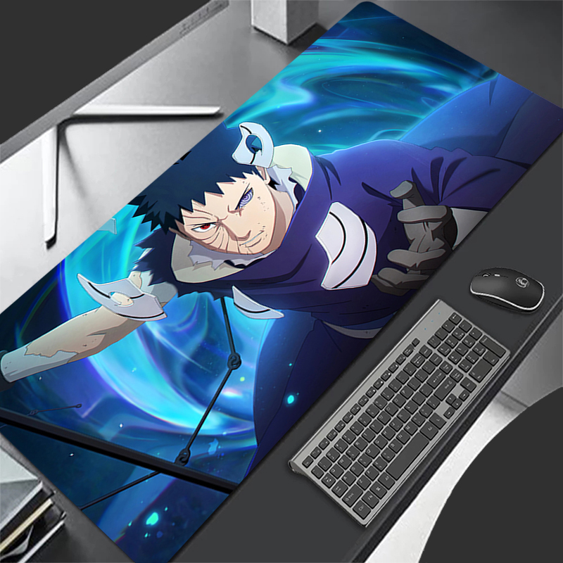 Desk Setup Accessories - แผ่นรองเมาส์อะนิเมะคาร์เปขนาดใหญ่นารูโตะ โอบิโตะ อุจิวะพีซีเกมเมอร์คอมพิวเตอร์เมาส์แพด วาร์มิโลคีย์บอร์ดอุปกรณ์เสริมสำหรับเล่นเกมแผ่นรองเม้าส์แบบขยาย
