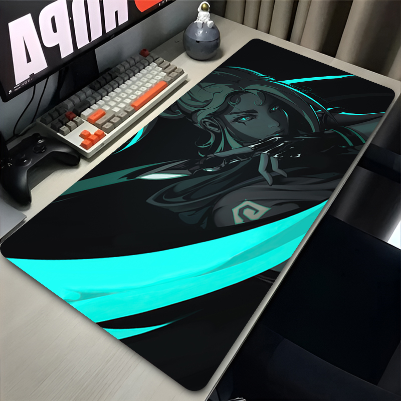 Desk Setup Accessories - แผ่นรองเมาส์เกม Valorant Jett XXL อุปกรณ์เสริมสำหรับเล่นเกมสำนักงาน แผ่นรองคีย์บอร์ดสำหรับเกมเมอร์