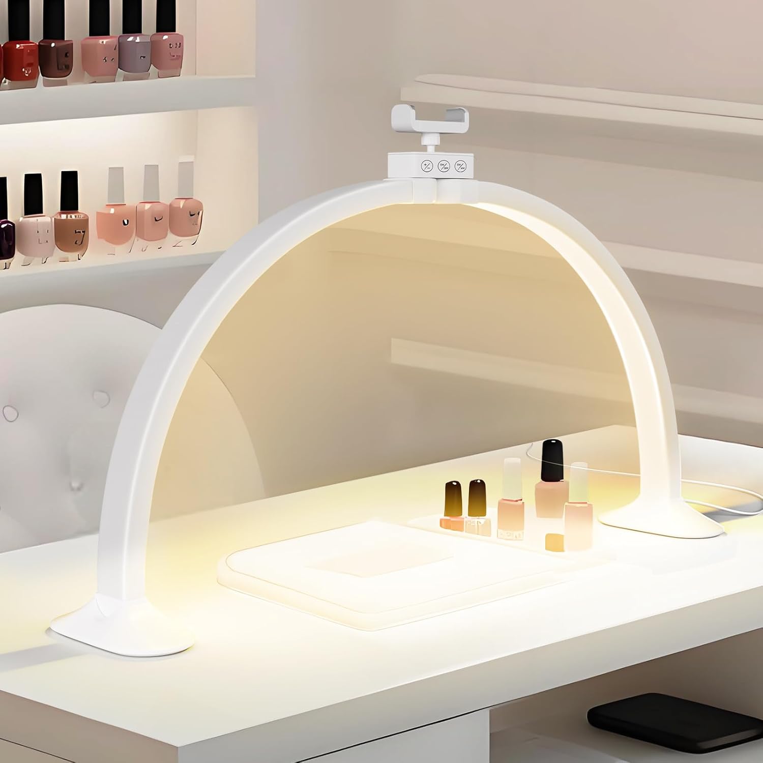 Desk Setup Lamp - โคมไฟเล็บรูปตัวยู Half Moon Light สำหรับตกแต่งเล็บที่บ้าน โคมไฟเสริมความงามสำหรับร้านเสริมสวย