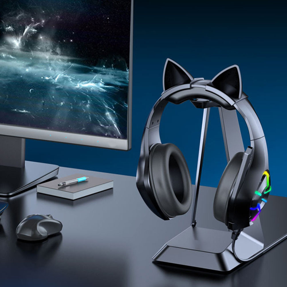 Desk Setup Headphones - ขาตั้งหูฟังสำหรับโต๊ะเกมมิ่ง ที่แขวนหูฟัง ABS ฐานมั่นคง อุปกรณ์จัดระเบียบโต๊ะ อุปกรณ์เสริมสำหรับการตั้งค่าเกมมิ่ง