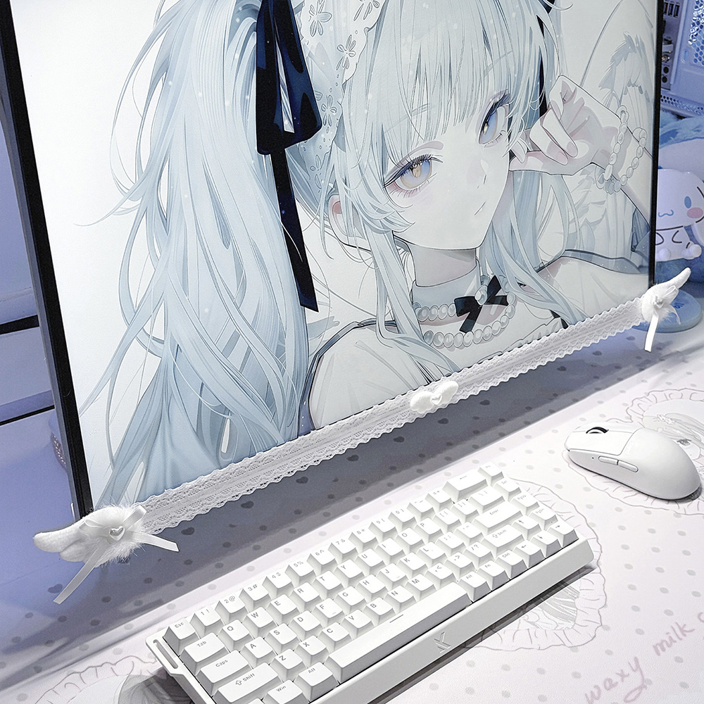 แผ่นตกแต่งหน้าจอสีขาวลายลูกไม้ - Setup Desk Monitor บทวิจารณ์และราคา