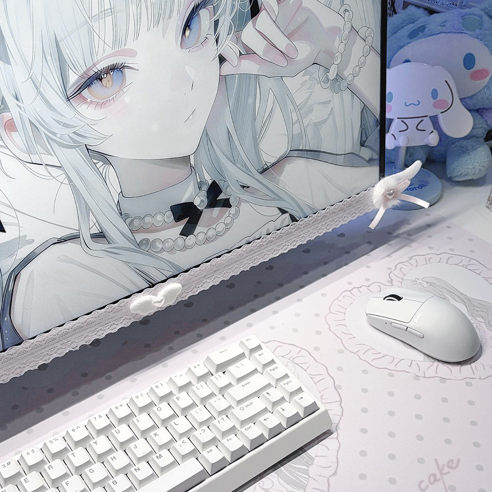 แผ่นตกแต่งหน้าจอสีขาวลายลูกไม้ - Setup Desk Monitor บทวิจารณ์และราคา