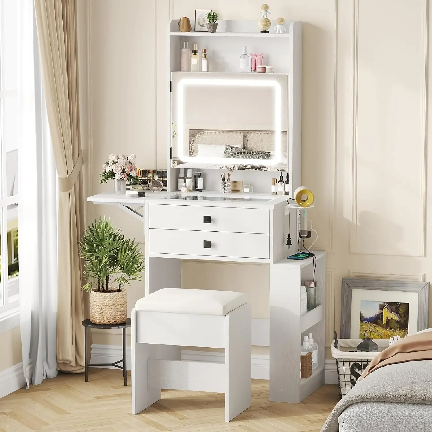 โต๊ะเครื่องแป้งขนาดเล็กพร้อมกร - Desk Setup Small บทวิจารณ์และราคา