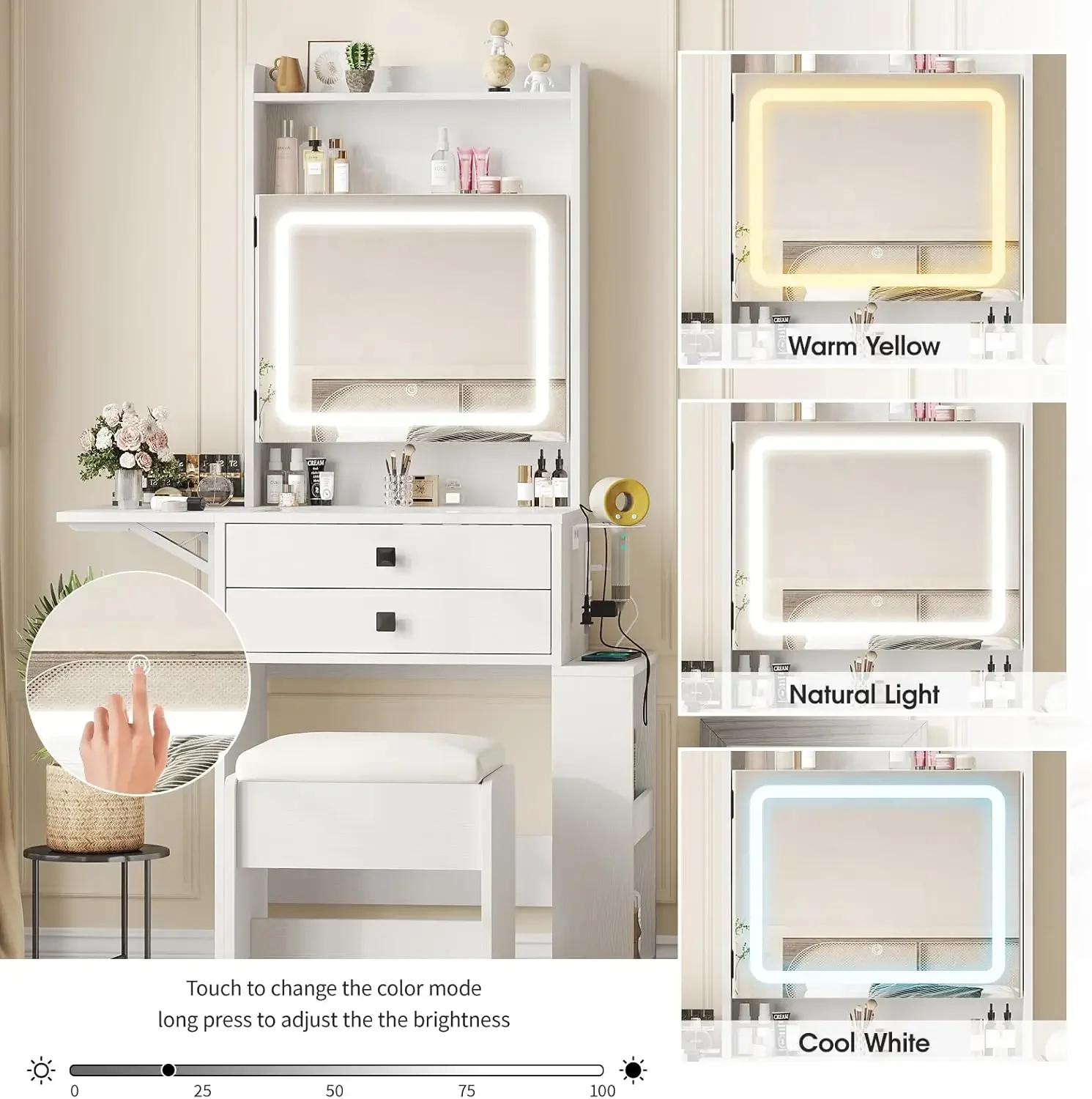 โต๊ะเครื่องแป้งขนาดเล็กพร้อมกร - Desk Setup Small บทวิจารณ์และราคา