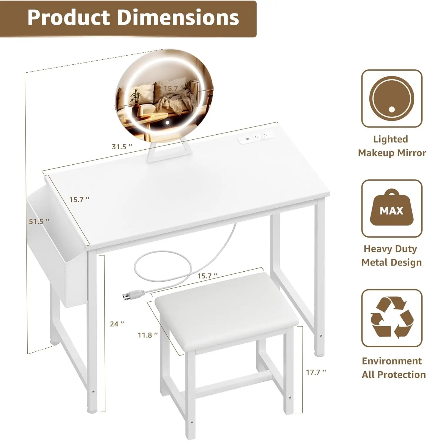 ชุดโต๊ะเครื่องแป้งแต่งหน้าทันส - Desk Setup Small บทวิจารณ์และราคา