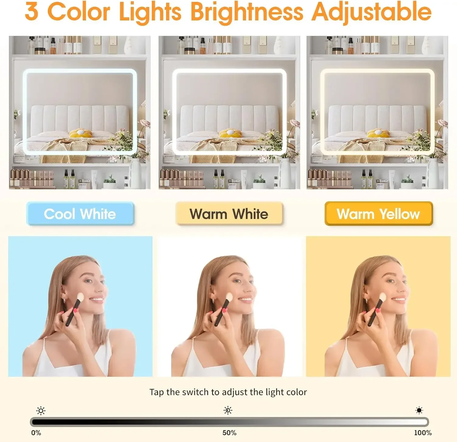 โต๊ะเครื่องแป้งพร้อมกระจกและไฟ - Desk Setup Small บทวิจารณ์และราคา