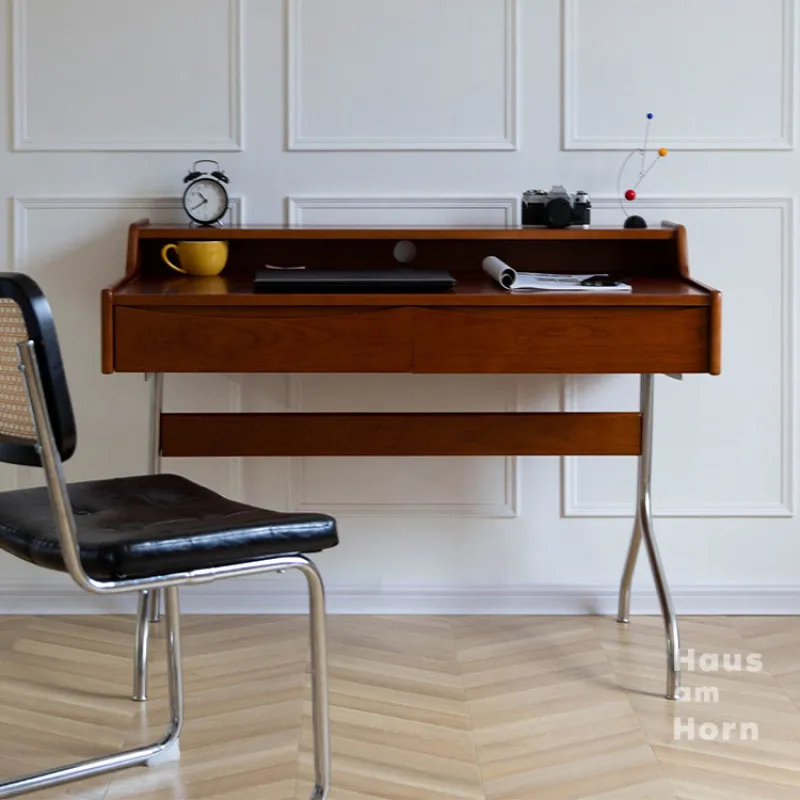 โต๊ะทำงานไม้จริงสไตล์เรโทร ขนา - Desk Setup Small บทวิจารณ์และราคา