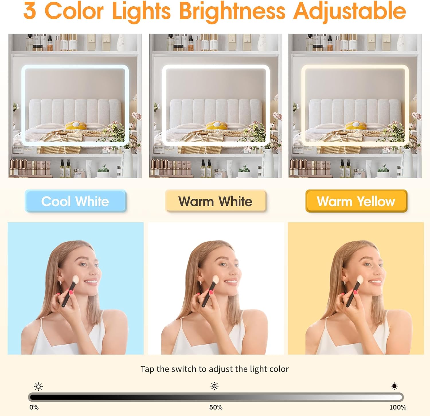 โต๊ะเครื่องแป้งพร้อมกระจกและไฟ - Desk Setup Small บทวิจารณ์และราคา