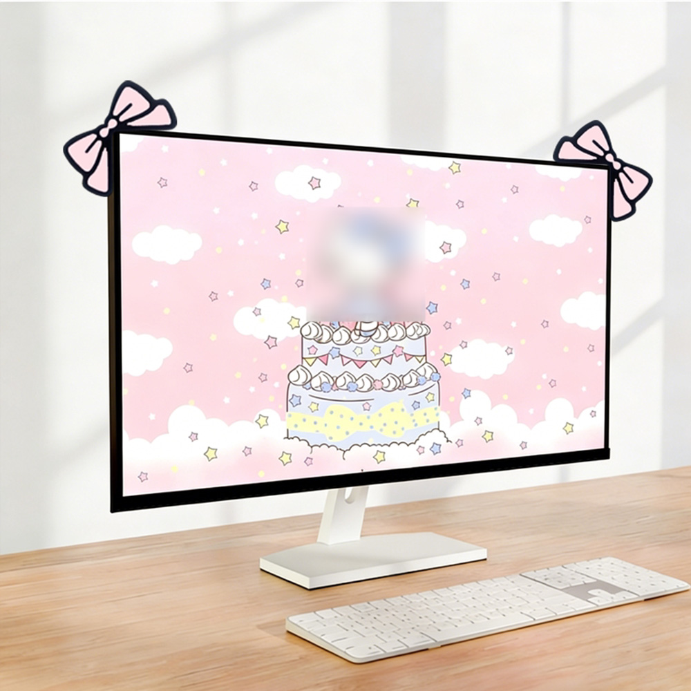 ของตกแต่งหน้าจอสีชมพูน่ารัก โบ - Desk Setup With Laptop And Monitor บทวิจารณ์และราคา